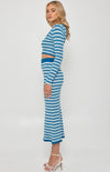 Textured Striped Knit Set with Top and Fishtail Skirt