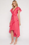 Textured Waterfall Frill Hem Midi Dress