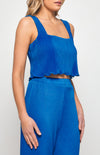 Plisse Set with Top and Elastic Waist Pants