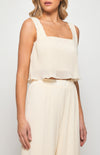 Plisse Set with Top and Elastic Waist Pants