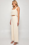 Plisse Set with Top and Elastic Waist Pants